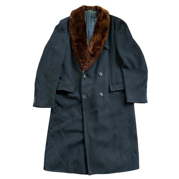 1970s Teller Cashmere Overcoat w/ Fur Shawl Collar Hungary 44 - Picture 2 of 9